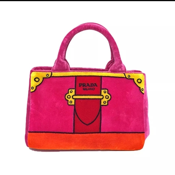 Prada Handbags - PRADA Mini Canapa Velvet Belt Motif Hand Bag